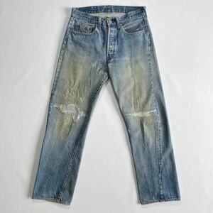 66後期☆W32L32 70s USA製 Levis 501 オリジナル ビンテージ リーバイス 501 66後期 赤耳 リペア ゴールデンサイズ