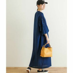 新品 URBAN RESEARCH アーバンリサーチ 23SS リネンレーヨン刺繍ワンピース 1枚完結 主役級 レイヤードにも◎ BLUE Free 定価15,400円