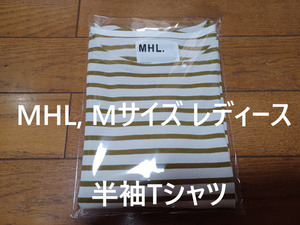 MHL.　Tシャツ　Mサイズ　レディース　ボーダー　白×黄土色　使用感少なめ　送230円可能　マーガレットハウエル