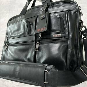 ●極美品/希少モデル●TUMI トゥミ メンズ ビジネスバッグ ブリーフケース 2way 肩掛け 大容量 A4◎ ALPHA アルファ オールレザー ブラック