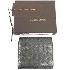 【ボッテガヴェネタ】基準内 BOTTEGA VENETA 三つ折り財布 イントレチャート コンパクトウォレット 小銭入れ有 本革 レザー メンズ 伊製 箱