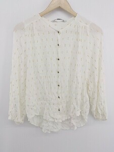 ◇ ◎ ZARA ラメ 長袖 シャツ ブラウス サイズEUR XS USA XS MEX 24 オフホワイト ゴールド系 レディース P