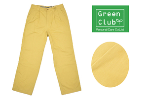 K-4688★GREEN CLUBS グリーンクラブ (株)ライカ★日本製 マスタード色 ツータック ストレッチ素材 ゴルフ チノ パンツ 85cm