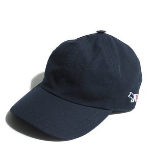 P2796f13　■MAISON KITSUNE メゾンキツネ■　TRICOLOR FOX 6P CAP トリコロールフォックス 刺繍 コットンキャップ ネイビー / 紺 帽子