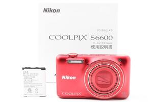 【691】Nikon ニコン COOLPIX S6600 クールピクス レッド コンパクトデジタルカメラ