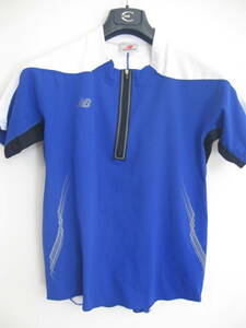 331. NB　ニューバランス　半袖ランニングジップシャツ Lサイズ 青色系 ジョギング　夏の海 キャンプにも 同梱可能