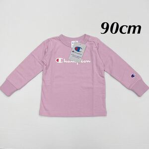 新品16789 Championチャンピオン90cm ピンク　長袖Tシャツ 胸プリントロゴ丸首Tシャツ 　春オールシーズンキッズジュニア男女兼用