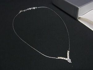 1円 ■美品■ ChristianDior クリスチャンディオール ラインストーン ネックレス ペンダント アクセサリー レディース シルバー系 AX7215