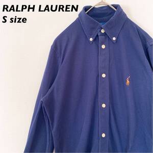 ラルフローレン　長袖シャツ　ボタンダウン　無地　カラーポニー　男女兼用　Sサイズ　RALPH LAUREN BDシャツ　ユニセックス　ネイビー