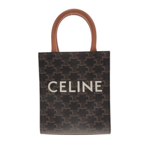 セリーヌ CELINE トートバッグ ミニ バーティカルカバ PVC(塩化ビニール)×レザー 黒×ダークブラウン バッグ