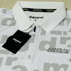 新品★アドミラル ゴルフ Admiral Golf トーナルロゴ ハイテンション 吸水速乾 ハーフジップ 半袖シャツ★ホワイト★サイズLL★送料185円