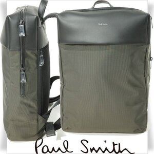 新品1円～★定価5.2万 ポールスミス Paul Smith ビジネスカジュアル リュックサック バッグ グレー 大容量 オンオフOK 本物◆4579◆