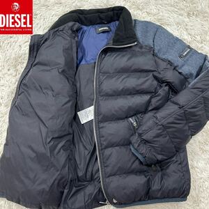 【極美品XL】真冬の極上品 DIESEL ディーゼル ダウンジャケット XLsize グレー 袖DIESELロゴ ジップ刻印 保温性抜群【極暖】最高傑作品