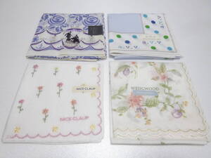 ウェッジウッド WEDGWOOD ・ナイスクラップ NICE CLAUP ・アーヴェヴ a.v.v ・アナスイ ANNA SUI 　ハンカチ　4枚セット　新品！！