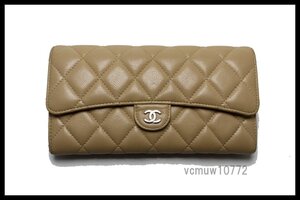 近年モデル希少美中古■CHANEL 26番台 キャビアスキン マトラッセ SV金具 レザー 2つ折り長財布 シャネル■1212hu3019-6M