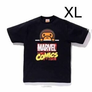 【新品】XL A BATHING APE BAPE MARVEL COMIC MILO TEE black ブラック エイプ マーベル コラボ Tシャツ 黒 アベンジャーズ 半袖 コラボ