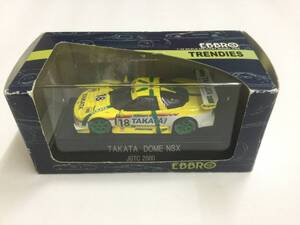 ◎　エブロ ミニカー 1/43スケール　ホンダNSX JGTC 2000 TAKATAイエロー　★ ケース キズあり　箱 劣化あり　現状品　★