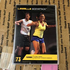 73★レスミルズ★Lesmills★DVD★CD★中古品★BodyAttack★ボディアタック73　★英語コレオノート★箱に傷有★汚れあり★再生確認済★3点