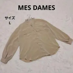 MES DAMES シャツブラウス L ベージュ シンプル カジュアル オフィス