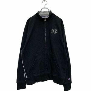 Champion ジップアップ スウェット トレーナー L ブラック グレー チャンピオン 裏起毛 トラックジャケット 古着卸 アメリカ仕入 a602-6373