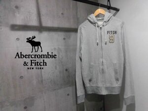 ABERCROMBIE&FITCH アバクロンビー＆フィッチ A&F アバクロ ロゴワッペン ボーダー スウェット ジップパーカー XXL/ZIPフーディ 2XL/メンズ