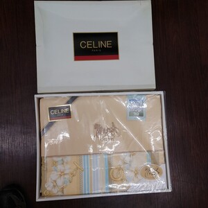 CELINE 羽毛掛布団 セリーヌ 寝具 保管品 ギフト 肌掛け布団 シングル 綿毛布 1スタ昭和レトロ新品未使用当時物蔵出し保管品1円スタート