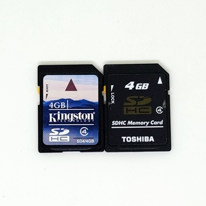 動作品★SDカード 4GB 2枚 中古 フォーマット済 TOSHIBA Kingston等 No.20