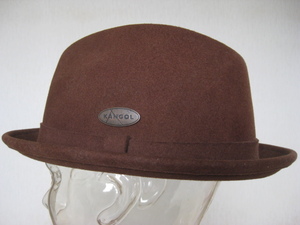 ★KANGOL カンゴール♪フェドラハット 中折れ帽★US製★Size:XL★WOOL FELT 100％★Col:Camel Brown★