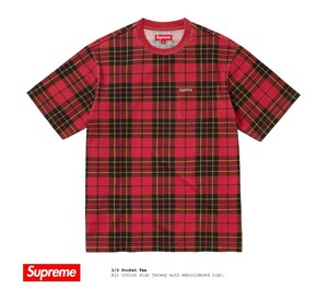 正規品 新品 未開封 FW23 Supreme S/S Pocket Tee シュプリーム S/S ポケット ティー シャツ Plaid プレイド XLarge エックスエル