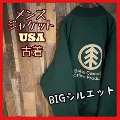 ナイロン ブルゾン グリーン メンズ 3XL 古着 90s 長袖 ジャケット