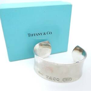 【送料無料】 Tiffany&Co. ヴィンテージ ティファニー ナロー ワイド シルバー カフ バングル 1837 SV925 ブレスレット HA370