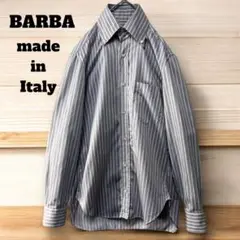 BARBA バルバ ストライプシャツ 長袖 ドレス イタリア製 グレー ビジネス