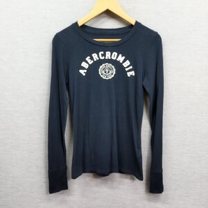 K14 Abercrombie & Fitch アバクロンビー&フィッチ A＆F ロンT 長袖 カットソー フロント ロゴ 刺繍 コットン アメカジ ネイビー Ｍ