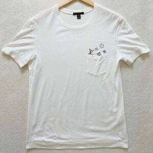 【美品・名作】 LOUIS VUITTON ヴィトン メンズ 半袖 Tシャツ トップス カットソー クルーネック ポケット モノグラム マルチカラー S