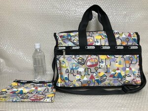 ★ レスポートサック LESPORTSAC ショルダーバッグ ボストンバッグ 2Way ミニポーチ付 ペンギン 小人 ファスナー付きポケット×4 ■ 由150