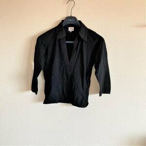 34 8-21 アルマーニコレツィオーニ ARMANI COLLEZIONI*シルク混 ニット カットソー スキッパー トップス サイズ38