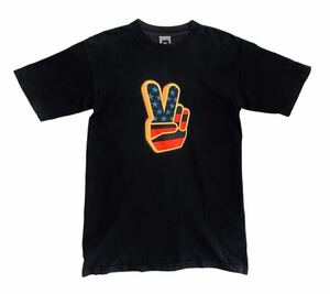 レア!! 名作!! 90s XLARGE PEACE LOGO tシャツ エクストララージ ピースロゴ ブラック フェード size M ビンテージ オールド OLD VINTAGE