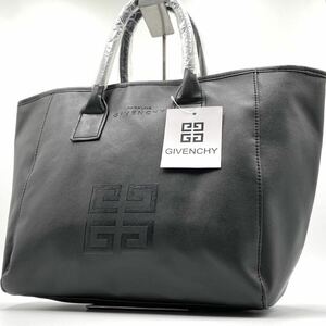 1円【新品未使用】 ジバンシイ GIVENCHYメンズ トートバッグ ハンド ビジネス ブリーフケース レザーA4 肩掛け デカロゴ ブラック黒 大容量