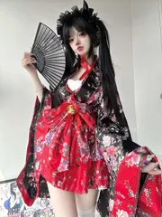 新品未使用 和風桜柄コスプレ衣装 和服スタイル Lolitaワンピース 可愛いデザイン 撮影会 舞台演出 イベント 推し活 ハロウィン プレゼントにも最適