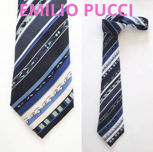 ★激安★即決★送料込★ EMILIO PUCCI エミリオ プッチ レジメンタル ストライプ ネクタイ イタリア製 シルク100%