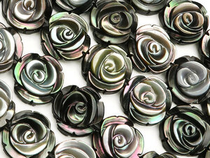 ブラックシェル 薔薇彫刻 10mm【1連販売】 / 9-8 SHBK10RZ