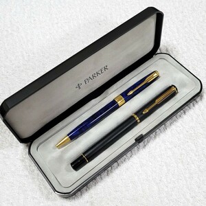 パーカー PARKER ボールペン ２点セット　SONNET(マーブルブルー) ＆ RIALTO(ブラック)　ケース付