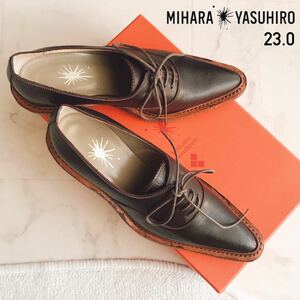 ■送料込み■即決■ 23.0 23cm 正規店 MIHARA YASUHIRO ミハラ ヤスヒロ レザー シューズ パンプス 革靴 ダーク茶 底張り済み 定価41,000円