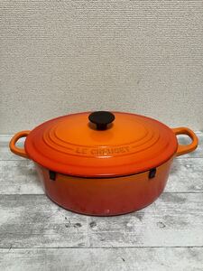 1円スタート LE CREUSET ルクルーゼ オレンジ 両手鍋 25 調理器具