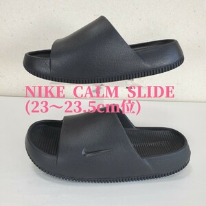 綺麗◆NIKE CALM SLIDE ナイキ カーム スライド 厚底 サンダル スリッパ シャワーサンダル (US：M6/W7/23～23.5cm位)黒 ブラック 