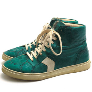 YVES SAINT LAURENT サンローラン ハイカットスニーカー 485187 0AZ10 3138 JOE MID TOP SNEAKER IN VINTAGE GREEN AND OFF WHITE LEATHER