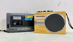 WALKMAN SONY WM-GX202 イエロー ソニー/aiwa TP-750 レコーディング ラジオ カセットプレーヤー ポータブル レトロ 2台 まとめて FM AM 