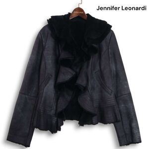 Jennifer Leonardi ジェニファーレオナルディ 秋冬 フリル デザイン♪ トスカーナ ムートン ジャケット Sz.F　レディース　K4T01830_B#N