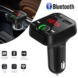 Bluetooth FMトランスミッター 充電器　充電　音楽再生　二台同時充電　ハンズフリー　スマホ シガーソケット　SDカード USB ブラック