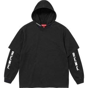 Lサイズ Supreme Layered Hooded L/S Top Black 24SS シュプリーム レイヤード フーデット トップ ブラック パーカー ロングスリーブ